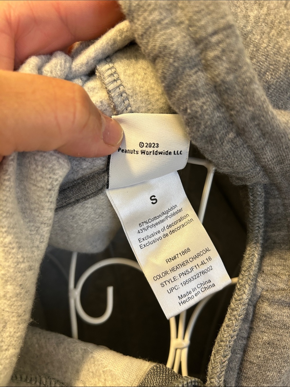 Peanuts Gray women’s Zip Hoodie with Snoopy, Woodstock & Red Doghouse Details - Picture 8 of 8